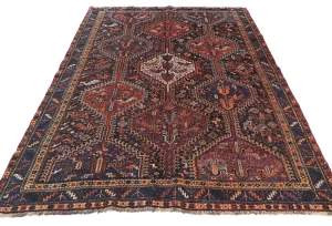 Semi Antique Charcoal Tribal 5X8 Shiraz Persian Rug