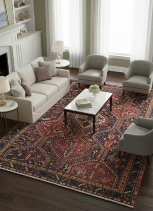 Semi Antique Charcoal Tribal 5X8 Shiraz Persian Rug