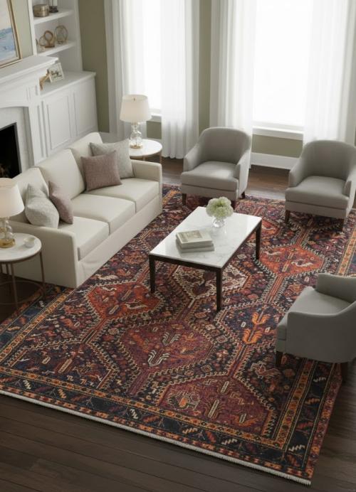 Semi Antique Charcoal Tribal 5X8 Shiraz Persian Rug