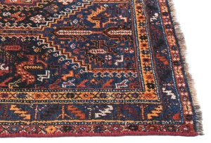 Semi Antique Charcoal Tribal 5X8 Shiraz Persian Rug