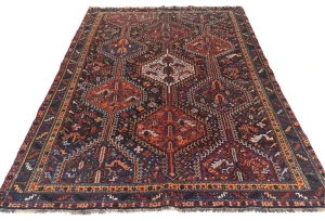Semi Antique Charcoal Tribal 5X8 Shiraz Persian Rug