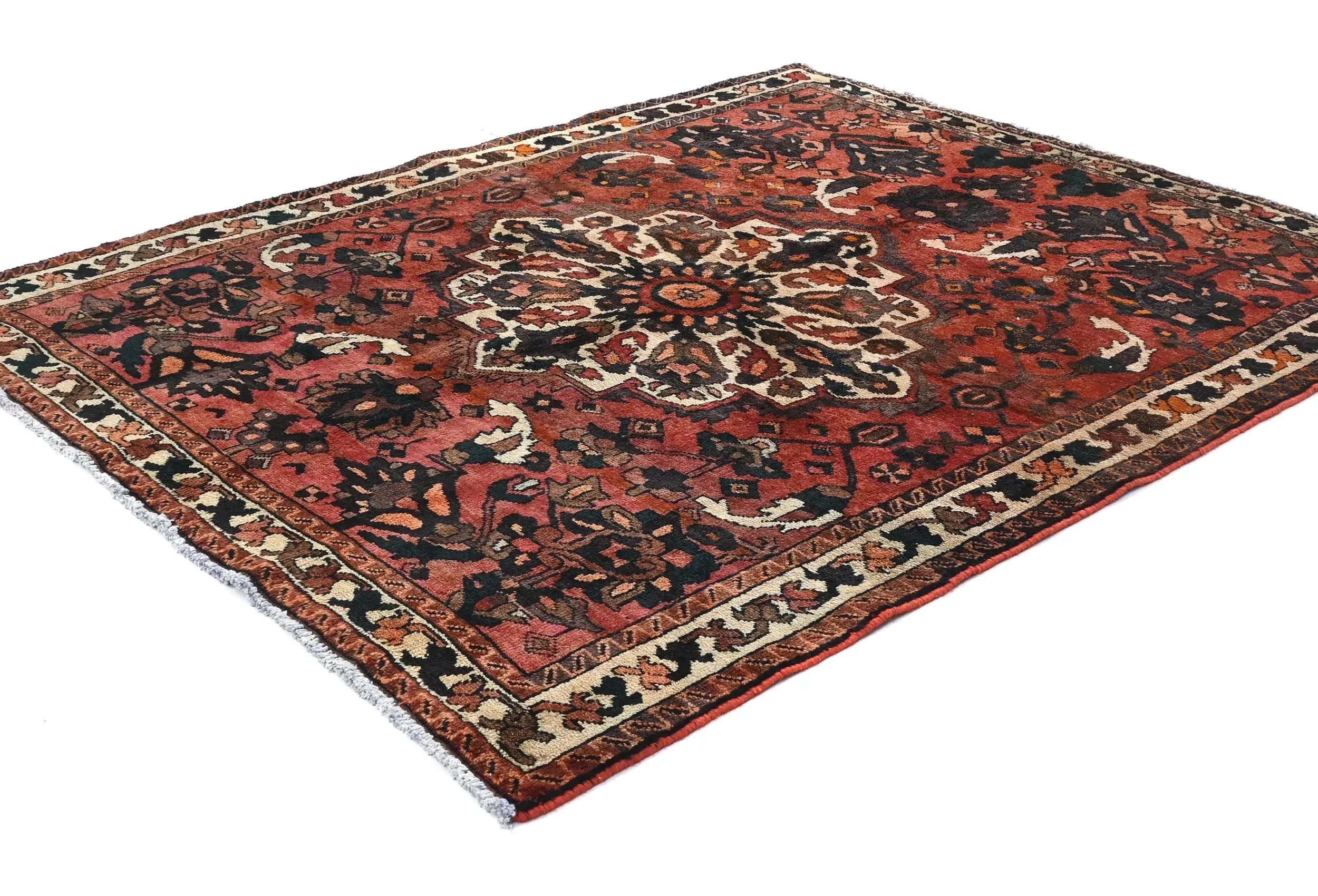 Vintage Red Tribal 5'6X6'9 Bakhtiari Persian Rug