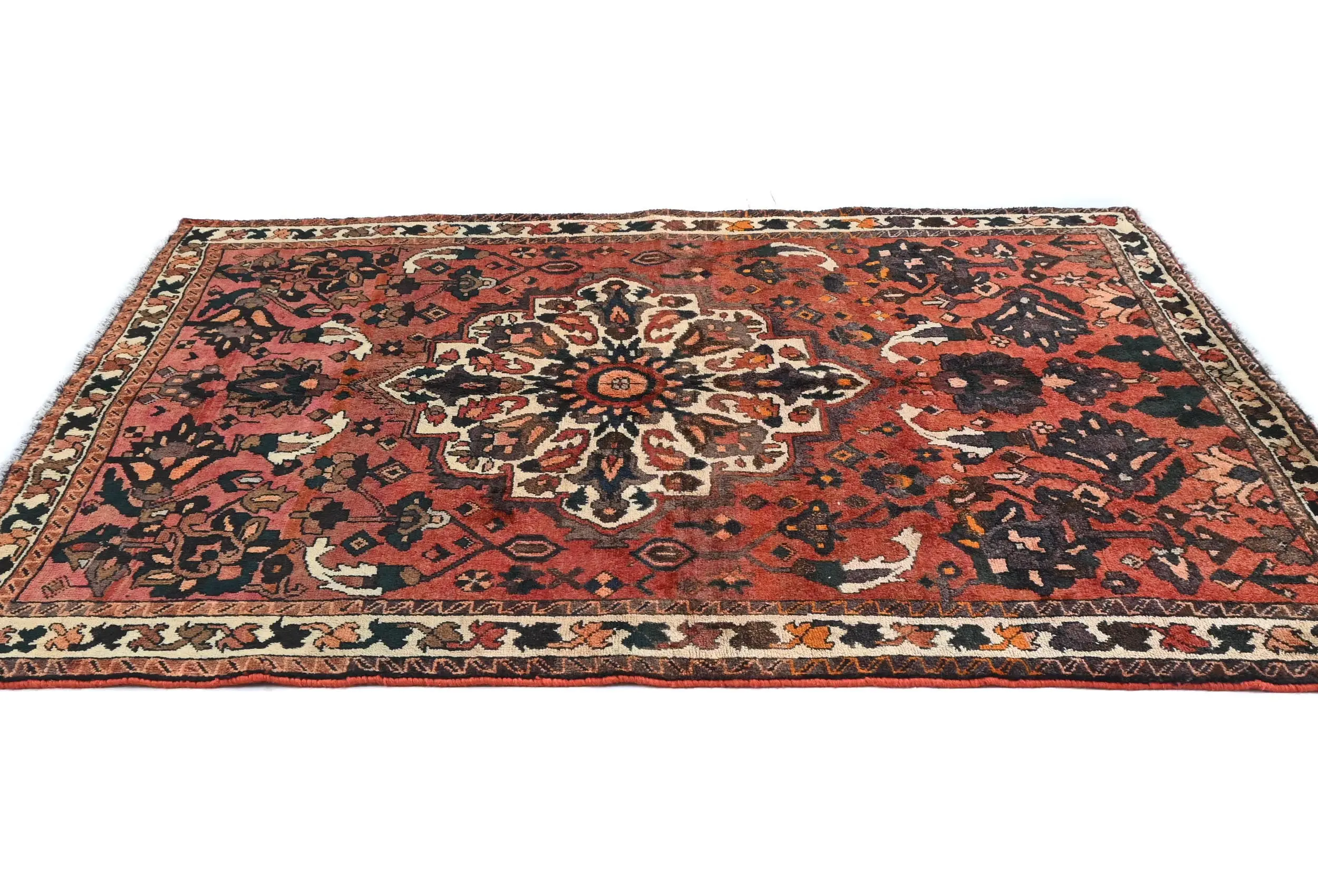 Vintage Red Tribal 5'6X6'9 Bakhtiari Persian Rug
