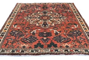 Vintage Red Tribal 5'6X6'9 Bakhtiari Persian Rug