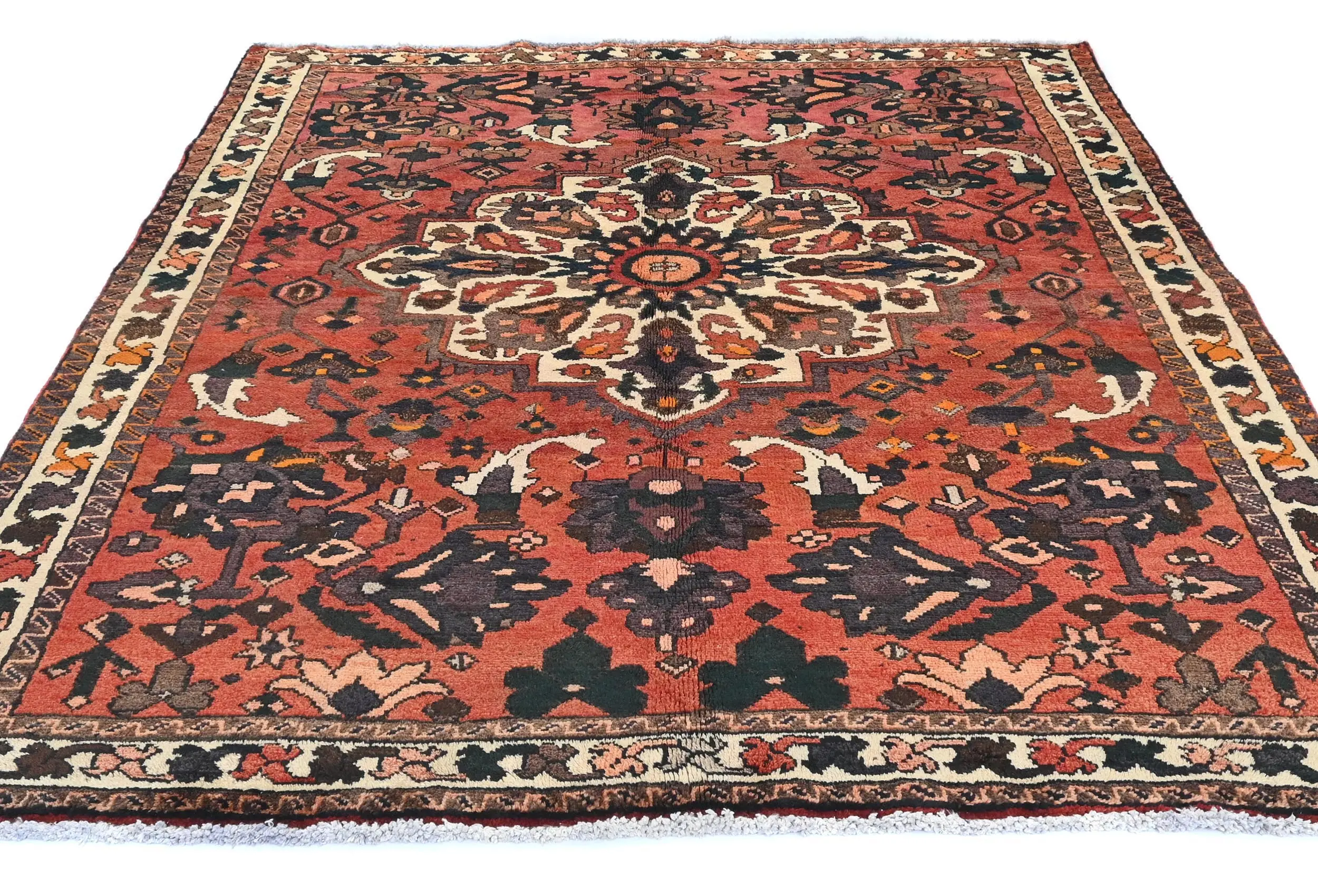 Vintage Red Tribal 5'6X6'9 Bakhtiari Persian Rug
