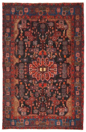 Vintage Tribal Plum 5X8 Nahavand Persian Rug