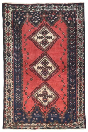 Vintage Light Red Tribal 4'6X6'7 Shiraz Persian Rug
