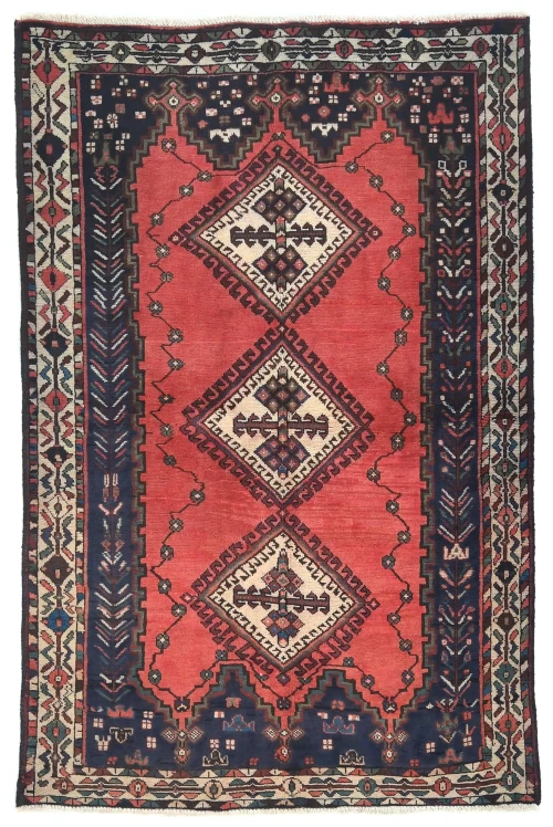 Vintage Light Red Tribal 4'6X6'7 Shiraz Persian Rug