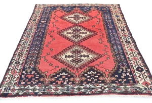 Vintage Light Red Tribal 4'6X6'7 Shiraz Persian Rug