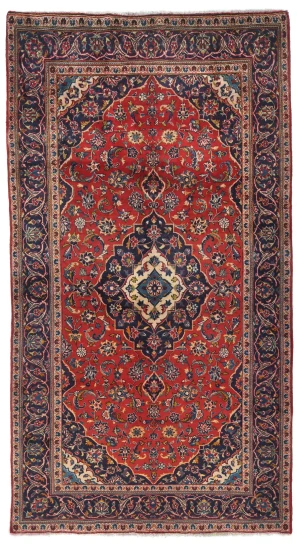 Vintage Red Floral Traditional 5X8 Kashan Persian Rug
