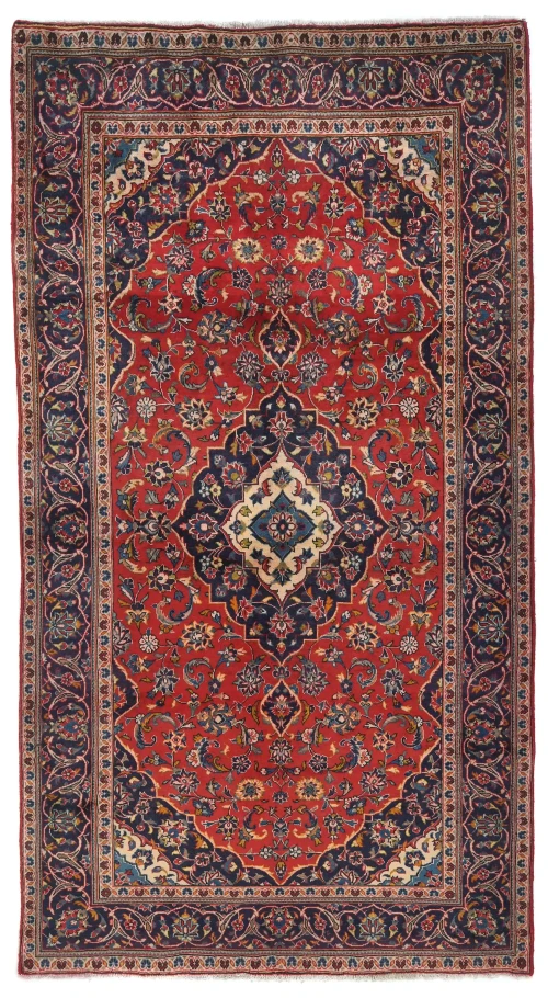 Vintage Red Floral Traditional 5X8 Kashan Persian Rug