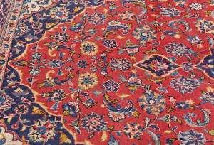 Vintage Red Floral Traditional 5X8 Kashan Persian Rug