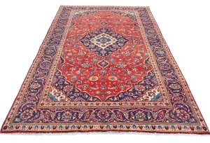 Vintage Red Floral Traditional 5X8 Kashan Persian Rug