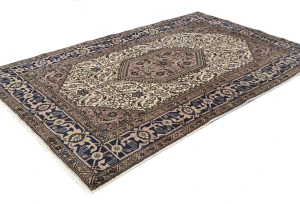 Vintage Cream Tribal Geometric 5X7 Tabriz Persian Rug