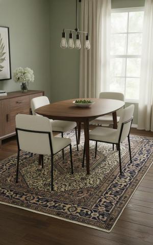 4'8 x 7'0 Hand Knotted Tabriz Geometric Persian Wool Rug