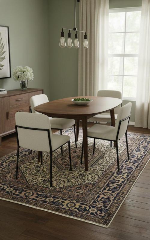 4'8 x 7'0 Hand Knotted Tabriz Geometric Persian Wool Rug