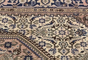 Vintage Cream Tribal Geometric 5X7 Tabriz Persian Rug