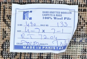 Vintage Cream Tribal Geometric 5X7 Tabriz Persian Rug