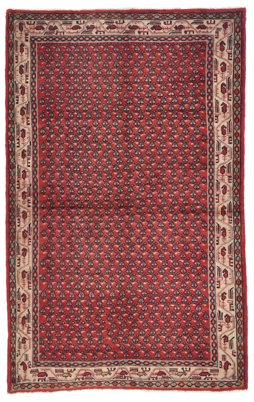 Vintage Red Tribal 4'3X6'7 Botemir Persian Rug