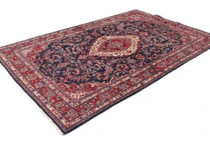 Vintage Dark Purple-navy Floral 4'5X6'10 Sarouk Persian Rug