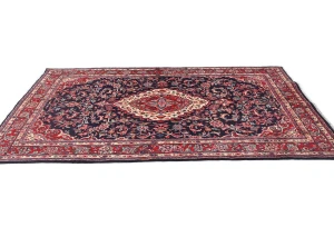 Vintage Dark Purple-navy Floral 4'5X6'10 Sarouk Persian Rug