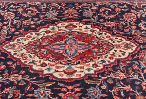 Vintage Dark Purple-navy Floral 4'5X6'10 Sarouk Persian Rug