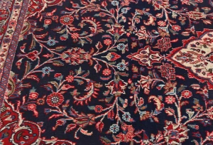 Vintage Dark Purple-navy Floral 4'5X6'10 Sarouk Persian Rug