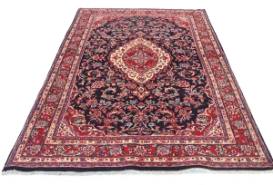 Vintage Dark Purple-navy Floral 4'5X6'10 Sarouk Persian Rug