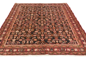 Vintage Dark Brown Floral Tribal 5'8X6'8 Hossainabad Persian Rug