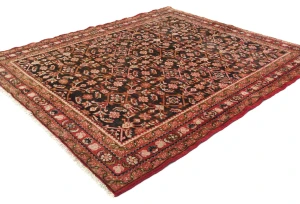 Vintage Dark Brown Floral Tribal 5'8X6'8 Hossainabad Persian Rug