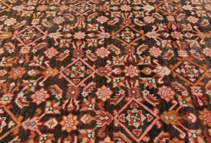 Vintage Dark Brown Floral Tribal 5'8X6'8 Hossainabad Persian Rug