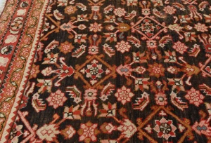 Vintage Dark Brown Floral Tribal 5'8X6'8 Hossainabad Persian Rug