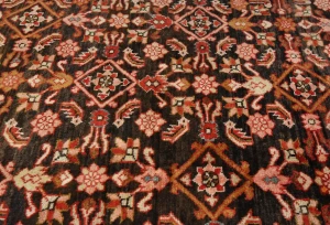 Vintage Dark Brown Floral Tribal 5'8X6'8 Hossainabad Persian Rug