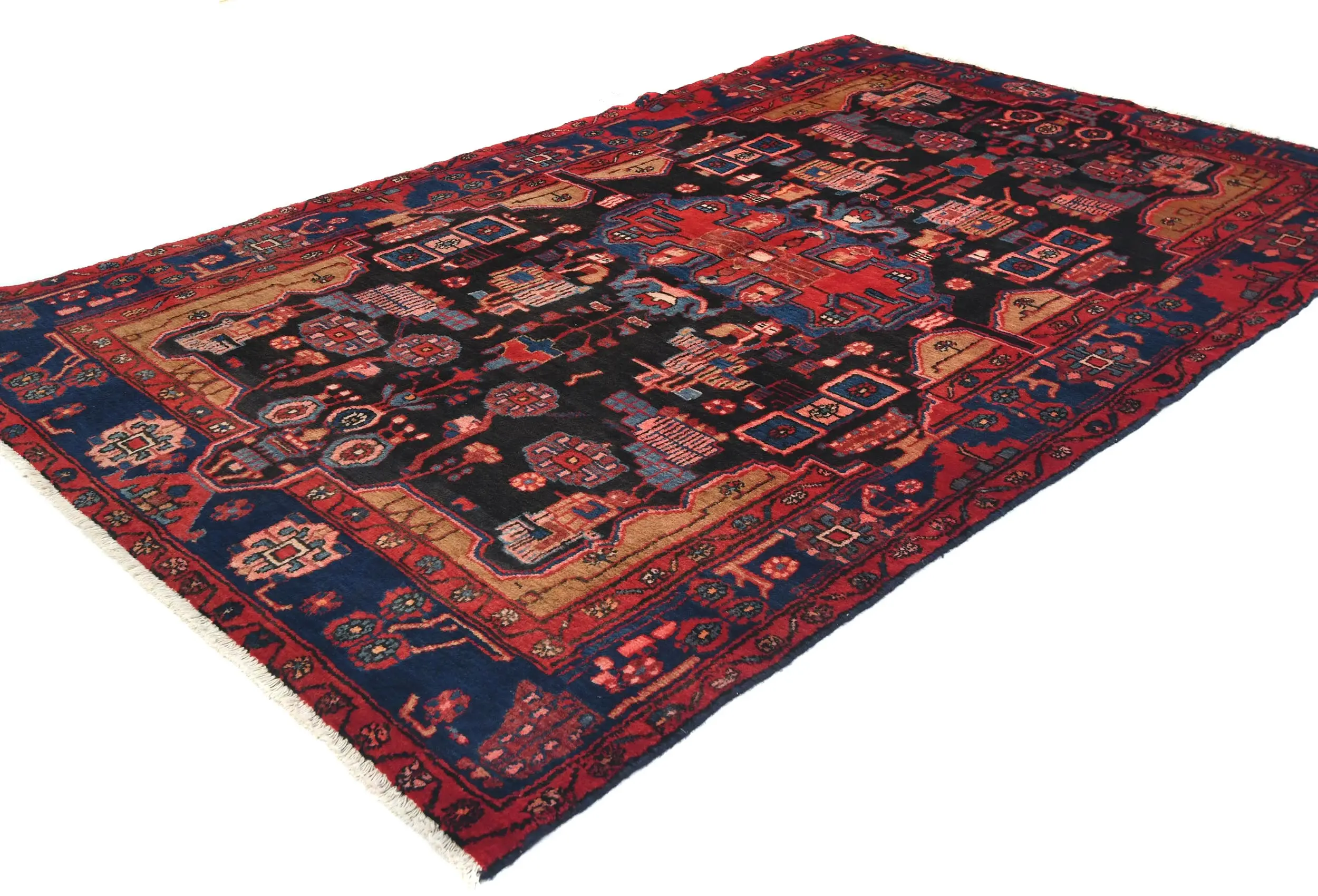 Vintage Tribal Plum 5X8 Nahavand Persian Rug