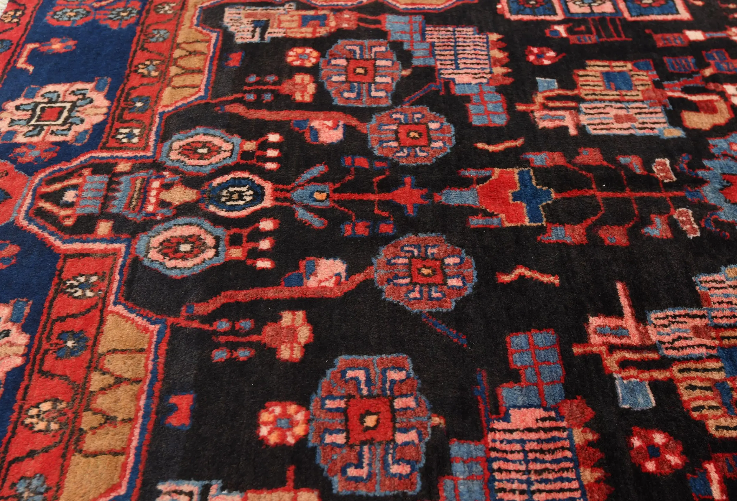 Vintage Tribal Plum 5X8 Nahavand Persian Rug