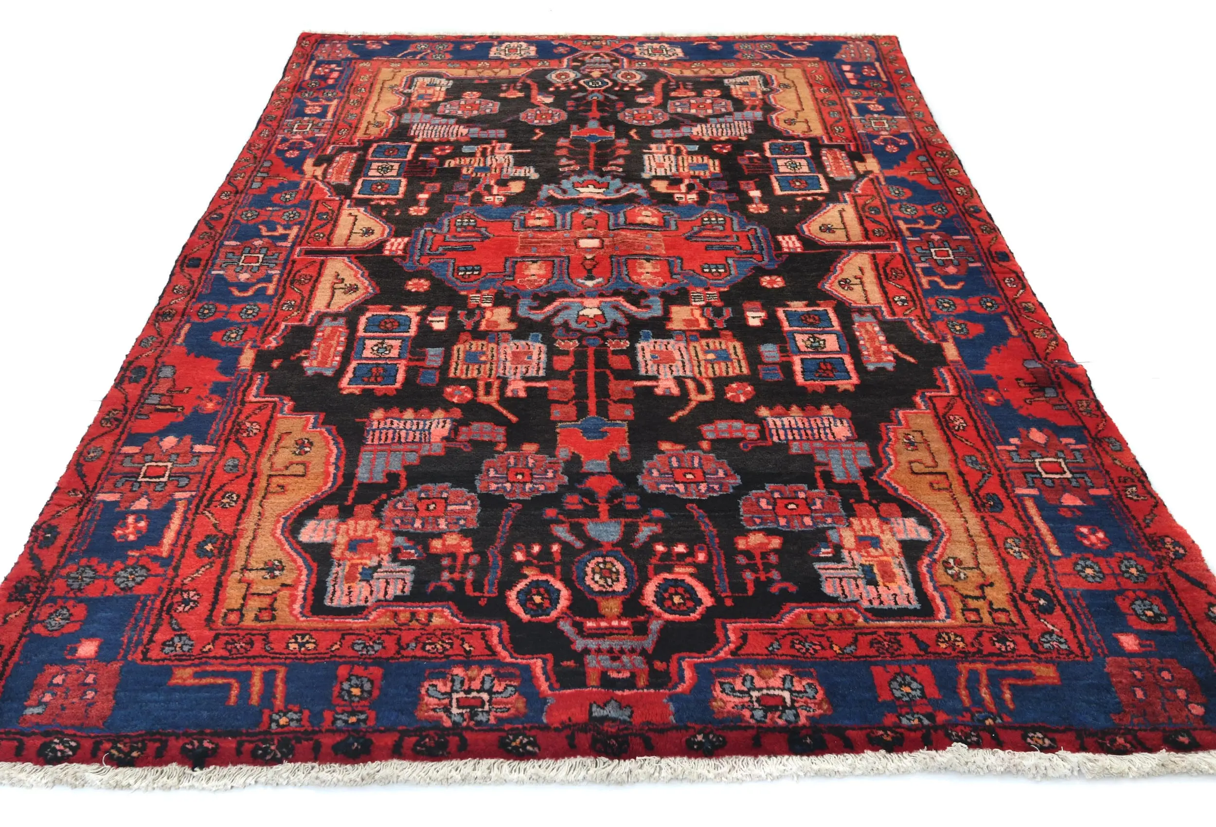 Vintage Tribal Plum 5X8 Nahavand Persian Rug