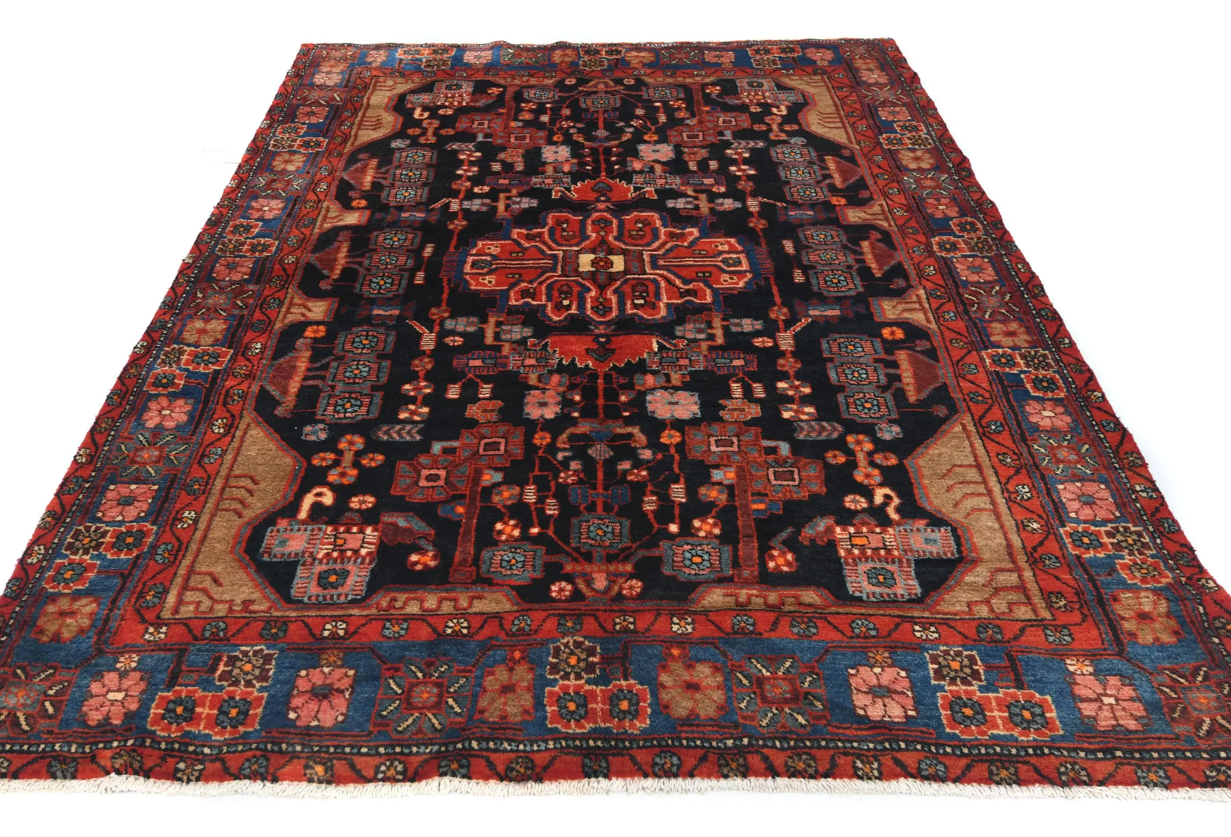 Vintage Tribal Plum 5X8 Nahavand Persian Rug