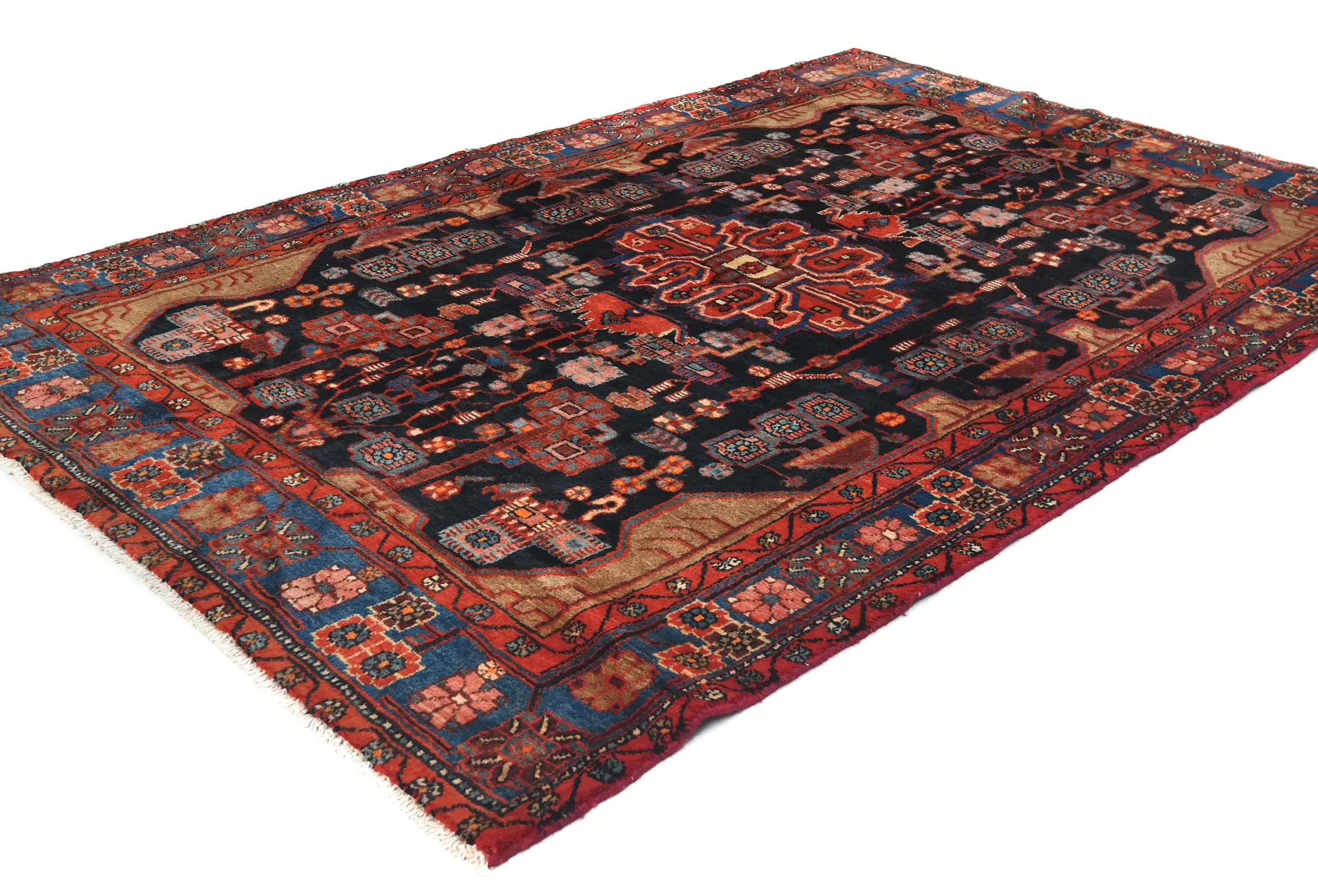 Vintage Tribal Plum 5X8 Nahavand Persian Rug