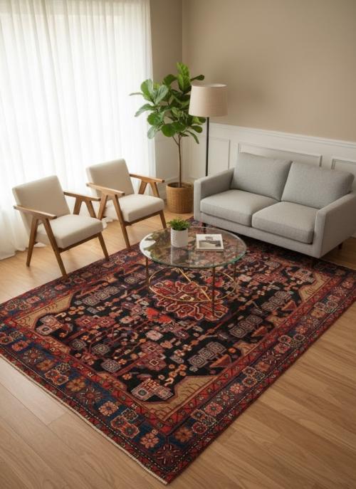 Vintage Tribal Plum 5X8 Nahavand Persian Rug