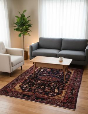 Vintage Tribal Plum 5X8 Nahavand Persian Rug