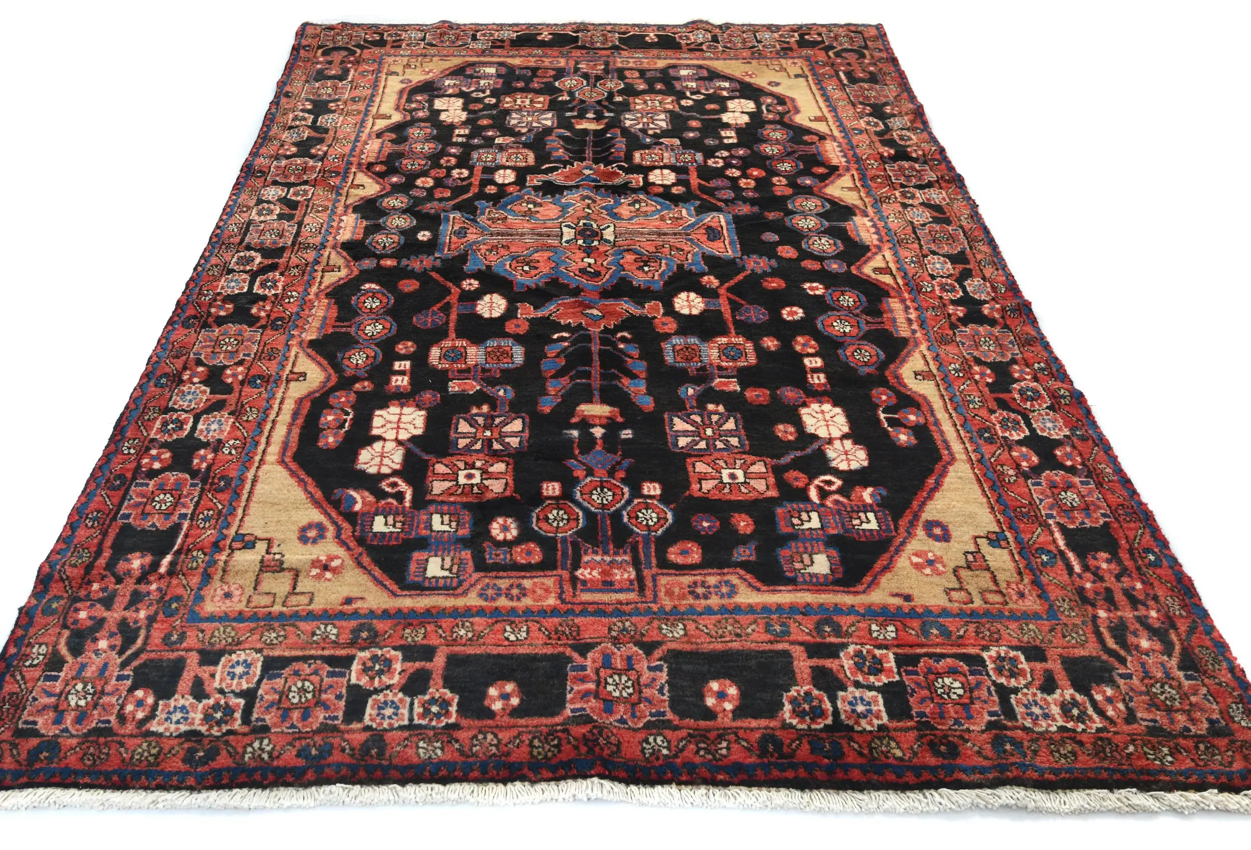 Vintage Tribal Plum 5X8 Nahavand Persian Rug