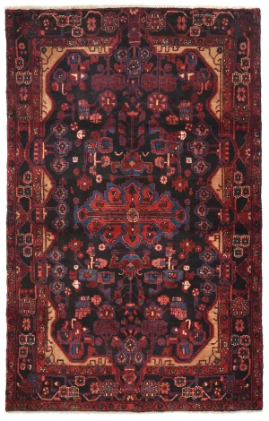 Vintage Tribal Plum 5X8 Nahavand Persian Rug