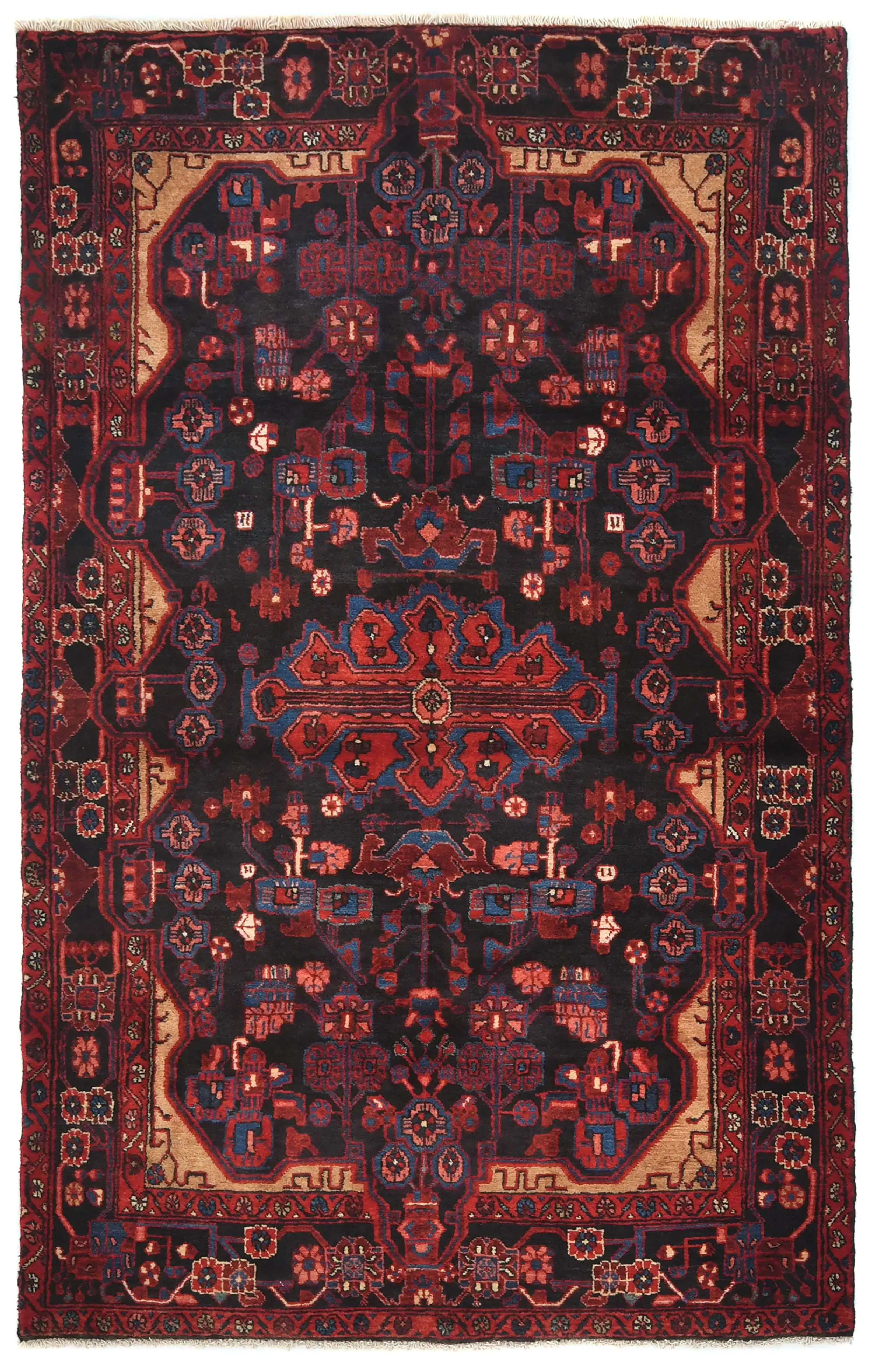 Vintage Tribal Plum 5X8 Nahavand Persian Rug