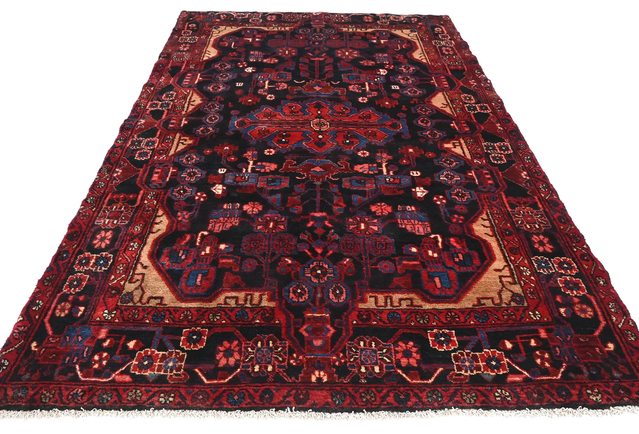 Vintage Tribal Plum 5X8 Nahavand Persian Rug