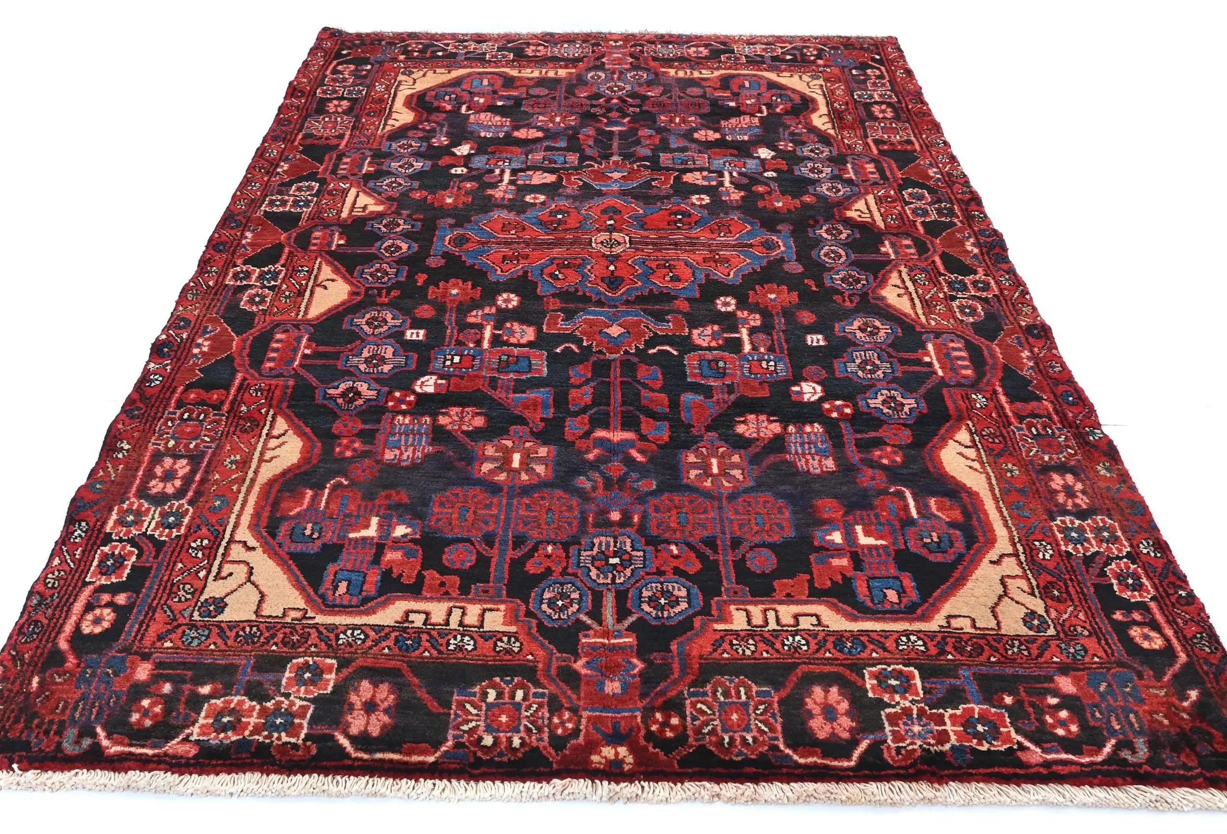 Vintage Tribal Plum 5X8 Nahavand Persian Rug