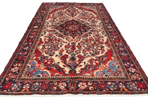 Vintage Cream Floral Tribal 5X9 Hamedan Persian Rug