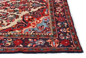 Vintage Cream Floral Tribal 5X9 Hamedan Persian Rug