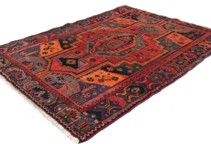 Vintage Red Geometric Tribal 4'8X6'4 Hamedan Persian Rug