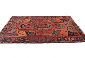 Vintage Red Geometric Tribal 4'8X6'4 Hamedan Persian Rug