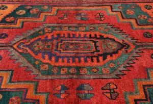 Vintage Red Geometric Tribal 4'8X6'4 Hamedan Persian Rug